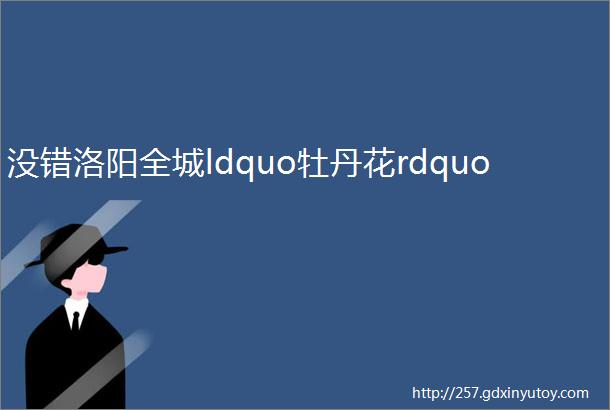 没错洛阳全城ldquo牡丹花rdquo