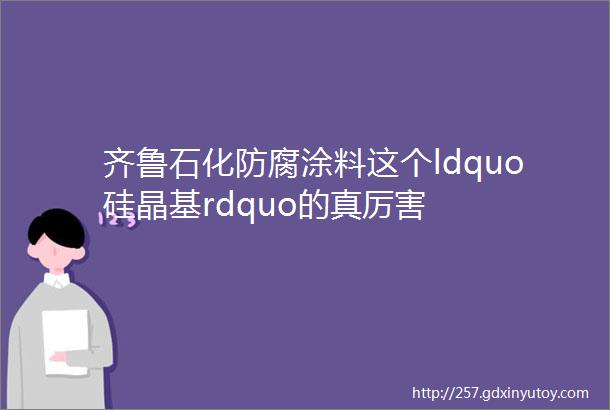 齐鲁石化防腐涂料这个ldquo硅晶基rdquo的真厉害